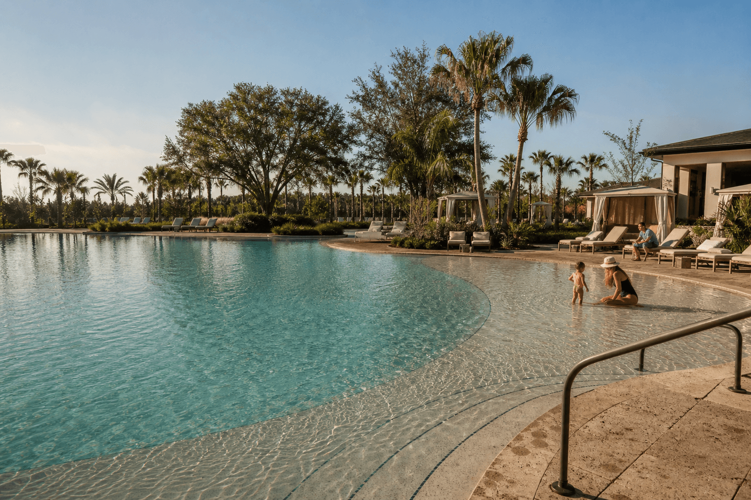 Conceptual image of a large resort-style pool in a generic Central Florida vacation community